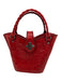 Patricia Nash Red Leather Floral Clasp Closure silver hardware Open Top Bag Red / M