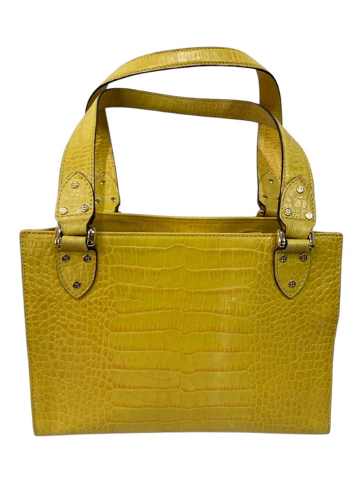 Kate Spade Yellow Embossed Leather 2 Handles Button Close Square Bag Yellow / M