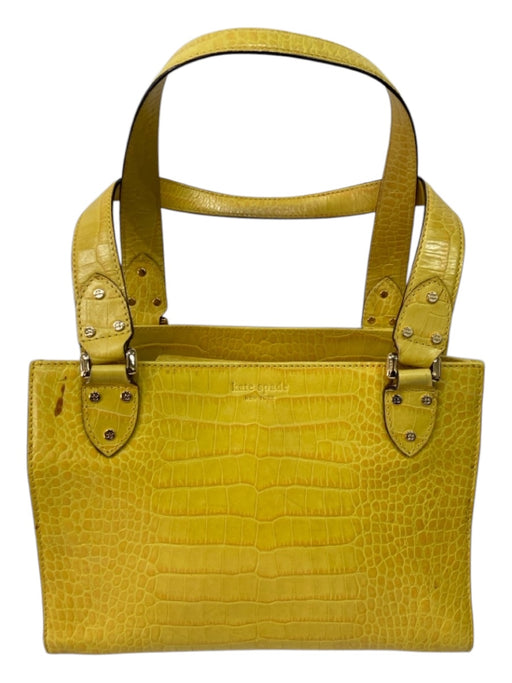 Kate Spade Yellow Embossed Leather 2 Handles Button Close Square Bag Yellow / M