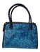 Patricia Nash Blue Leather 2 Handles Zip Close Floral Bag Blue / S