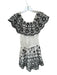 Parker Size S White & Black Rayon Off Shoulder Eyelet Elastic Waist Romper White & Black / S