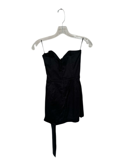 French Connection Size 2 Black Cotton Strapless Boning Front Tie Dress Black / 2