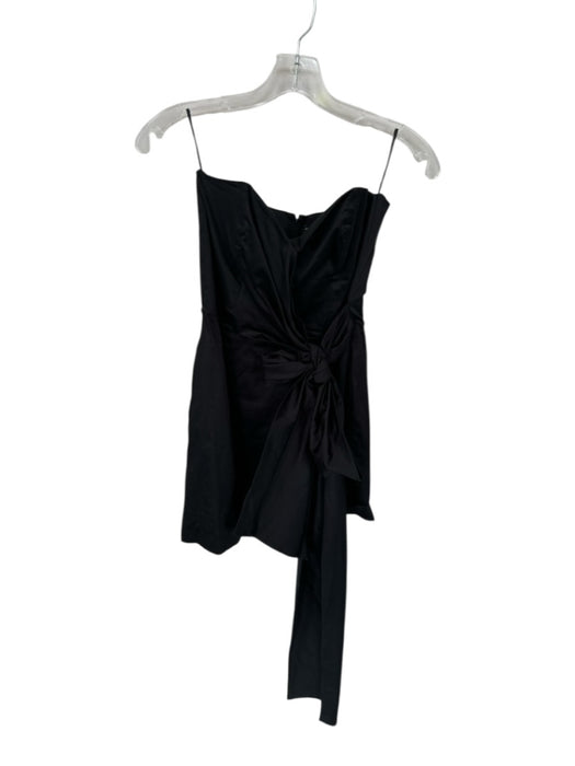French Connection Size 2 Black Cotton Strapless Boning Front Tie Dress Black / 2