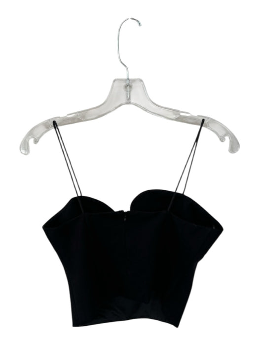Dolan Size XS Black Nylon Blend Spaghetti Strap Swirl Detail Cropped Top Black / XS