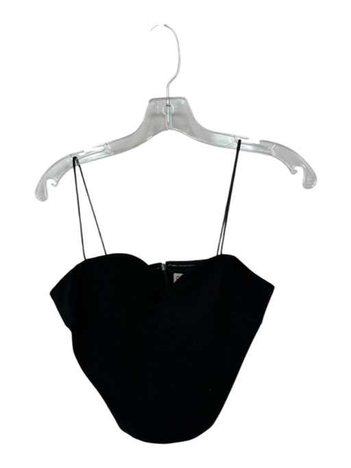 Dolan Size XS Black Nylon Blend Spaghetti Strap Swirl Detail Cropped Top Black / XS