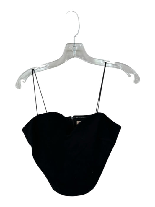 Dolan Size XS Black Nylon Blend Spaghetti Strap Swirl Detail Cropped Top Black / XS
