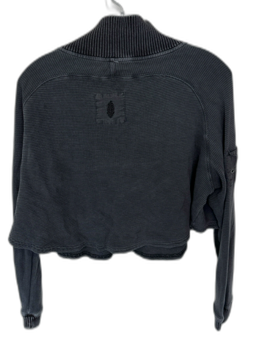 FP Movement Size S Charcoal Cotton Blend Long Sleeve Snap buttons Cropped Top Charcoal / S