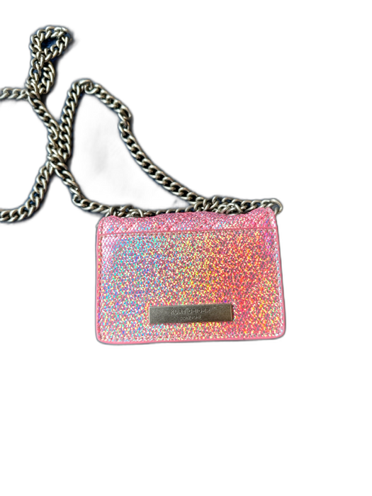Kurt Geiger Pink & Silver Canvas Glitter Chain Strap Crossbody Bag Pink & Silver / XXS