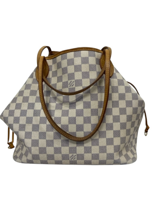 Louis Vuitton Cream, Blue, Brown Coated Canvas Top Handle Checkered Tote Bag Cream, Blue, Brown / MM