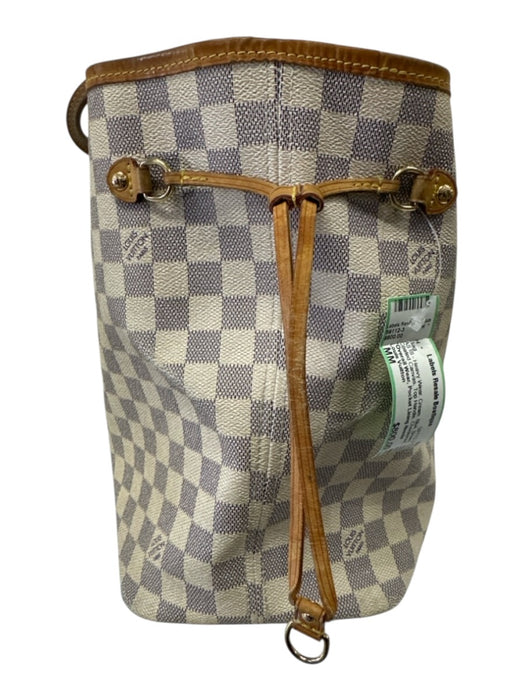 Louis Vuitton Cream, Blue, Brown Coated Canvas Top Handle Checkered Tote Bag Cream, Blue, Brown / MM