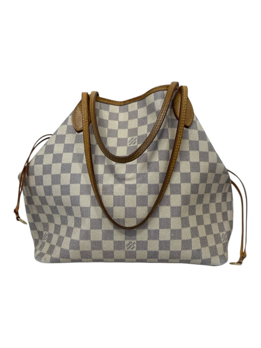 Louis Vuitton Cream, Blue, Brown Coated Canvas Top Handle Checkered Tote Bag Cream, Blue, Brown / MM