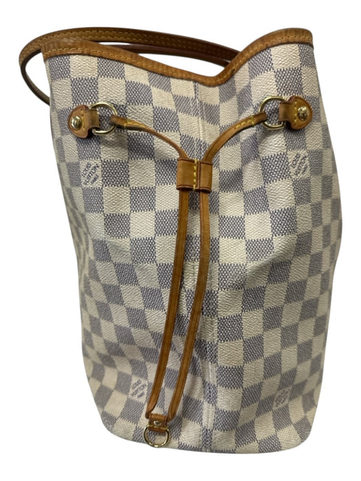 Louis Vuitton Cream, Blue, Brown Coated Canvas Top Handle Checkered Tote Bag Cream, Blue, Brown / MM