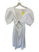 Wayf Size S White Cotton Blend Puff Sleeves Front Tie Cut Out Midi Dress White / S