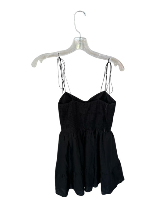 Gianni Bini Size 6 Black Cotton Smocked Spaghetti Strap Mini Dress Black / 6