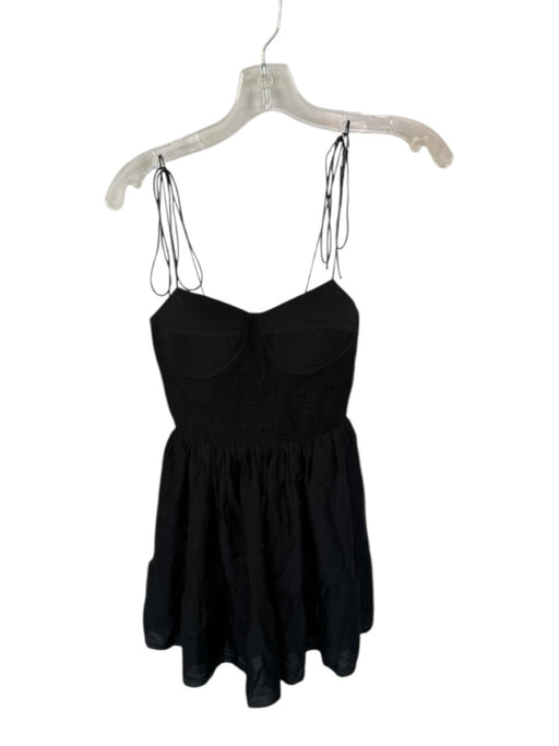 Gianni Bini Size 6 Black Cotton Smocked Spaghetti Strap Mini Dress Black / 6