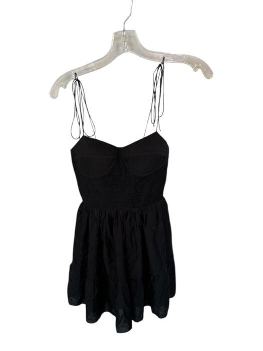 Gianni Bini Size 6 Black Cotton Smocked Spaghetti Strap Mini Dress Black / 6