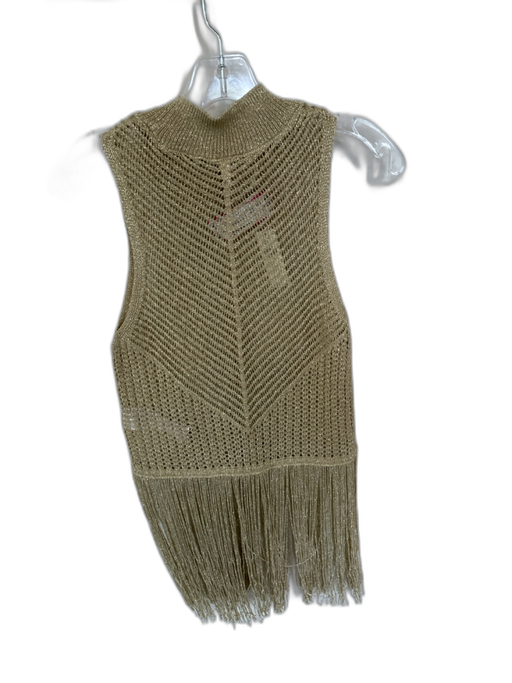 By Anthropologie Size M Gold Polyester Blend Fringe Metallic Knit Tank Top Gold / M