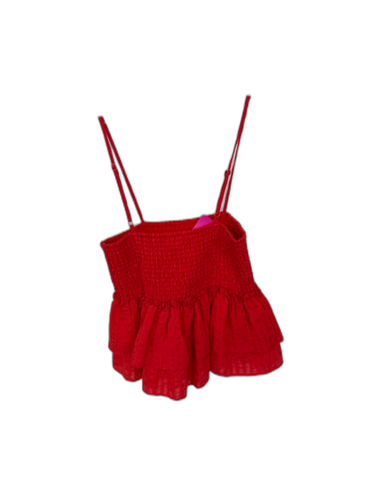 Steve Madden Size S Tomato Rayon Blend Smocked Spaghetti Strap Ruffle Top Tomato / S