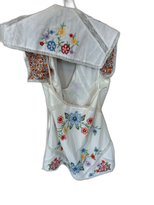 Free People Size S White & Multi Cotton Embroidered Halter Collar Mini Dress White & Multi / S