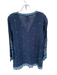 Johnny Was Size S Navy Rayon Embroidered V Neck Long Sleeve Top Navy / S