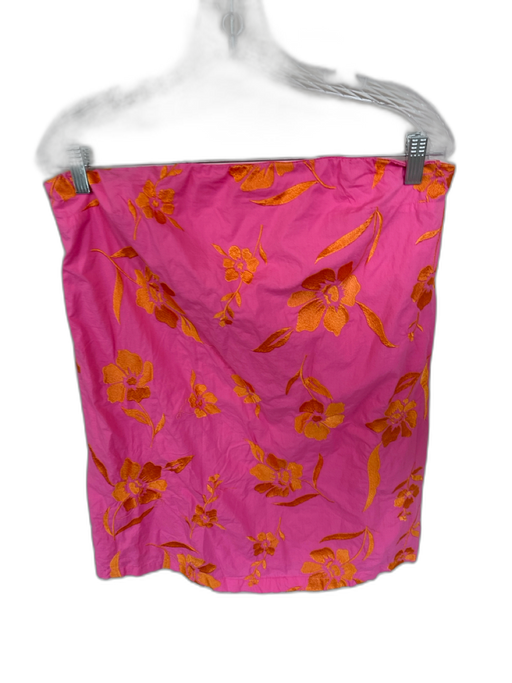 Free People Size Medium Orange & Pink 100% Cotton Embroidered Strapless Dress Orange & Pink / Medium