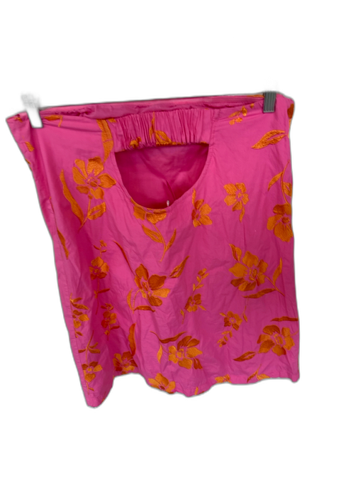 Free People Size Medium Orange & Pink 100% Cotton Embroidered Strapless Dress Orange & Pink / Medium