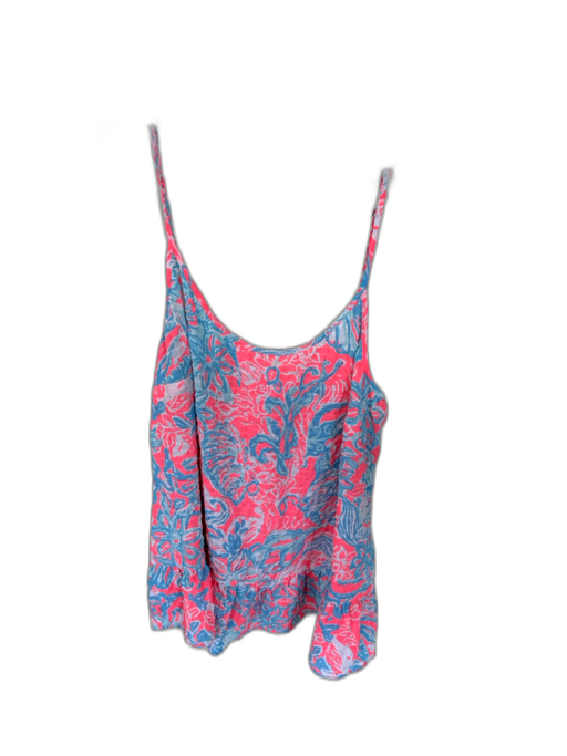 Lilly Pulitzer Size M Pink & blue Polyester Textured Spaghetti Strap Top Pink & blue / M