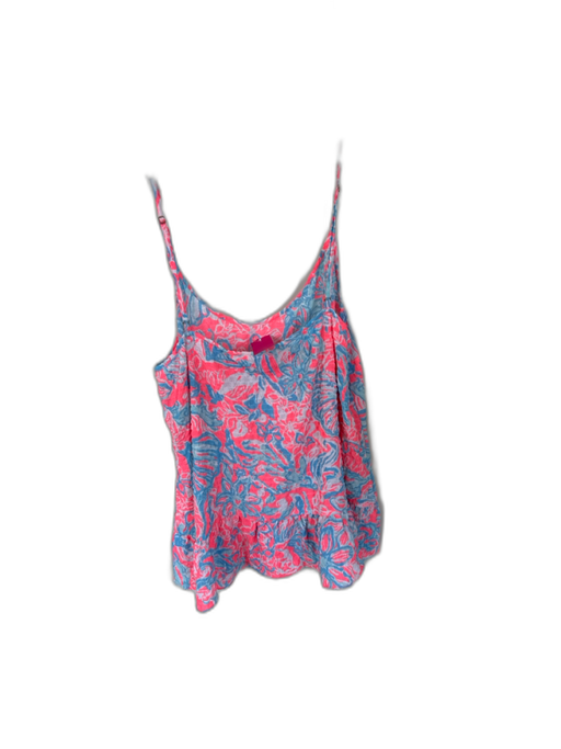 Lilly Pulitzer Size M Pink & blue Polyester Textured Spaghetti Strap Top Pink & blue / M