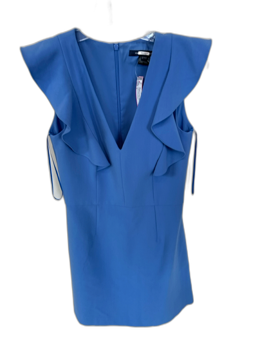 French Connection Size S Cornflower Blue Polyester Blend V Neck Mini Dress Cornflower Blue / S