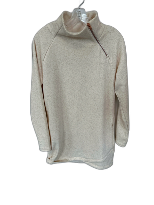 Athleta Oatmeal Polyester Blend Tunic Heathered Fleece Lined Athletic Pullover Oatmeal / S