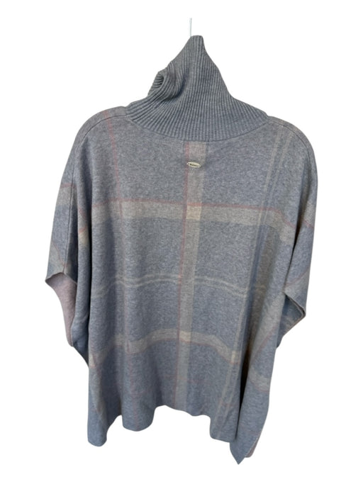 Barbour Size One Size Gray & Tan Cotton & Wool Turtle Neck Plaid Cape Sweater Gray & Tan / One Size