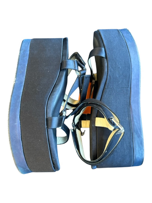 Tibi Shoe Size 40 Navy Sateen Platform Velcro Sandals Navy / 40