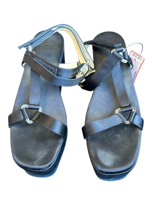 Tibi Shoe Size 40 Navy Sateen Platform Velcro Sandals Navy / 40