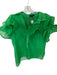 Beulahstyle Size M Green Flutter Sleeves Ruffles Rhinestone Button Collar Top Green / M