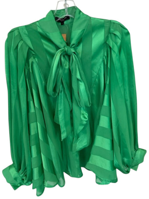 Beulah Size Est M Kelly Green Polyester Button Front Long Sleeve Shear Shirt Kelly Green / Est M