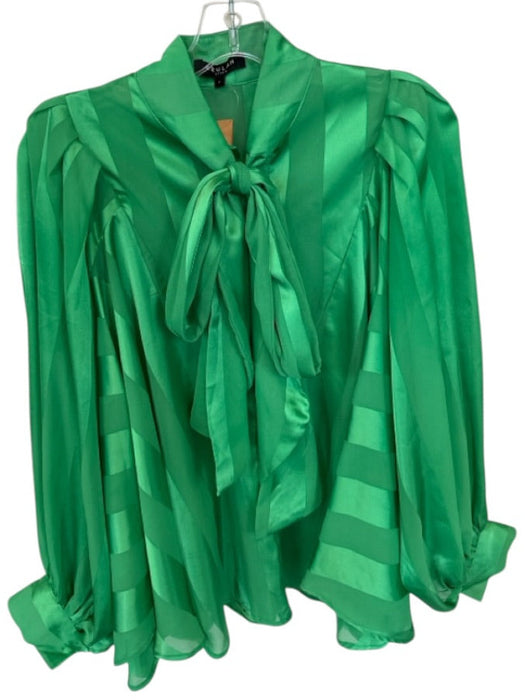 Beulah Size Est M Kelly Green Polyester Button Front Long Sleeve Shear Shirt Kelly Green / Est M