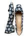 Ann Mashburn Shoe Size 38.5 Navy & white Fabric & Leather Block Heel Heels Navy & white / 38.5