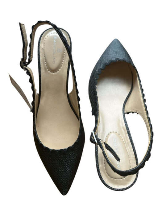 Bandolino Shoe Size 8.5 Black Canvas Woven Squiggles Sling back Heels Black / 8.5