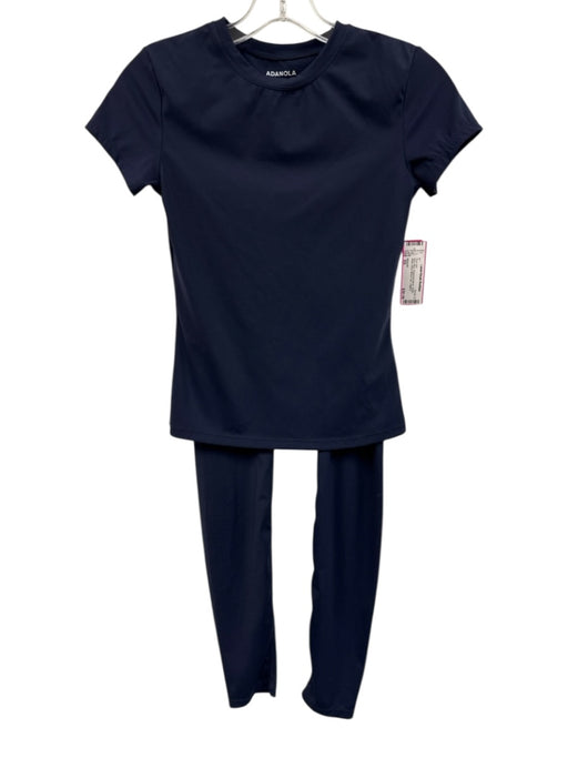 Adanola Size XS Navy Blue Polyamide Blend Elastic Waist Short Sleeve Pant Set Navy Blue / XS