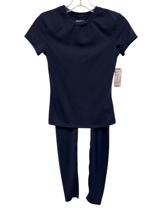 Adanola Size XS Navy Blue Polyamide Blend Elastic Waist Short Sleeve Pant Set Navy Blue / XS