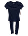 Adanola Size XS Navy Blue Polyamide Blend Elastic Waist Short Sleeve Pant Set Navy Blue / XS