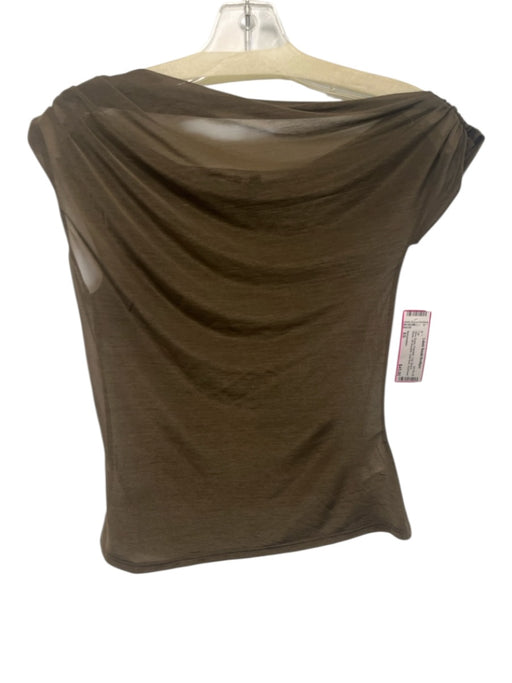 Reformation Size XS Olive Green Polyester Cap Sleeve Sheer Off Shoulder Top Olive Green / XS