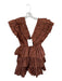Aje Size 4 Coffee Polyester Frilled Mini V Neck Tiered Dress Coffee / 4