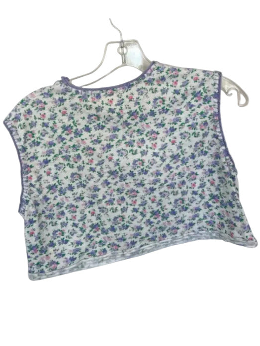 Loveshackfancy Size XS Purple & White Cotton Cropped Floral Muscle Tank Top Purple & White / XS