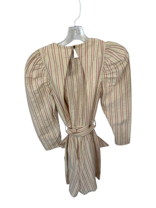 Ulla Johnson Size 0 Tan & Mauve Shell & Metal Gold Stripe Sleeve Belt Inc Romper Tan & Mauve / 0