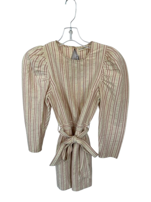 Ulla Johnson Size 0 Tan & Mauve Shell & Metal Gold Stripe Sleeve Belt Inc Romper Tan & Mauve / 0