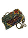Kurt Geiger Black & Multi Thread Embroidered Metal Straps Snap Closure Purse Black & Multi / Mini
