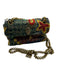 Kurt Geiger Black & Multi Thread Embroidered Metal Straps Snap Closure Purse Black & Multi / Mini