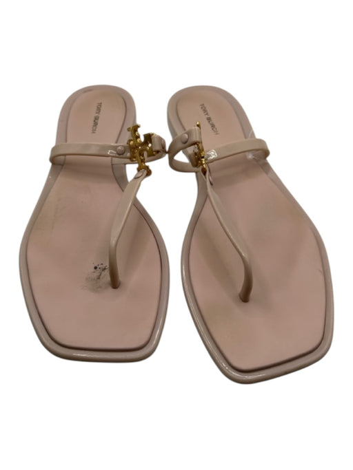 Tory Burch Shoe Size 7 Mauve Rubber gold logo Square Toe Thong Sandals Mauve / 7