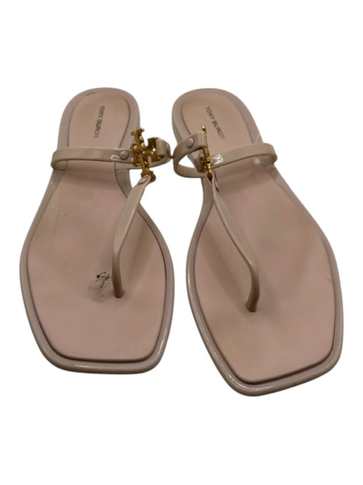 Tory Burch Shoe Size 7 Mauve Rubber gold logo Square Toe Thong Sandals Mauve / 7